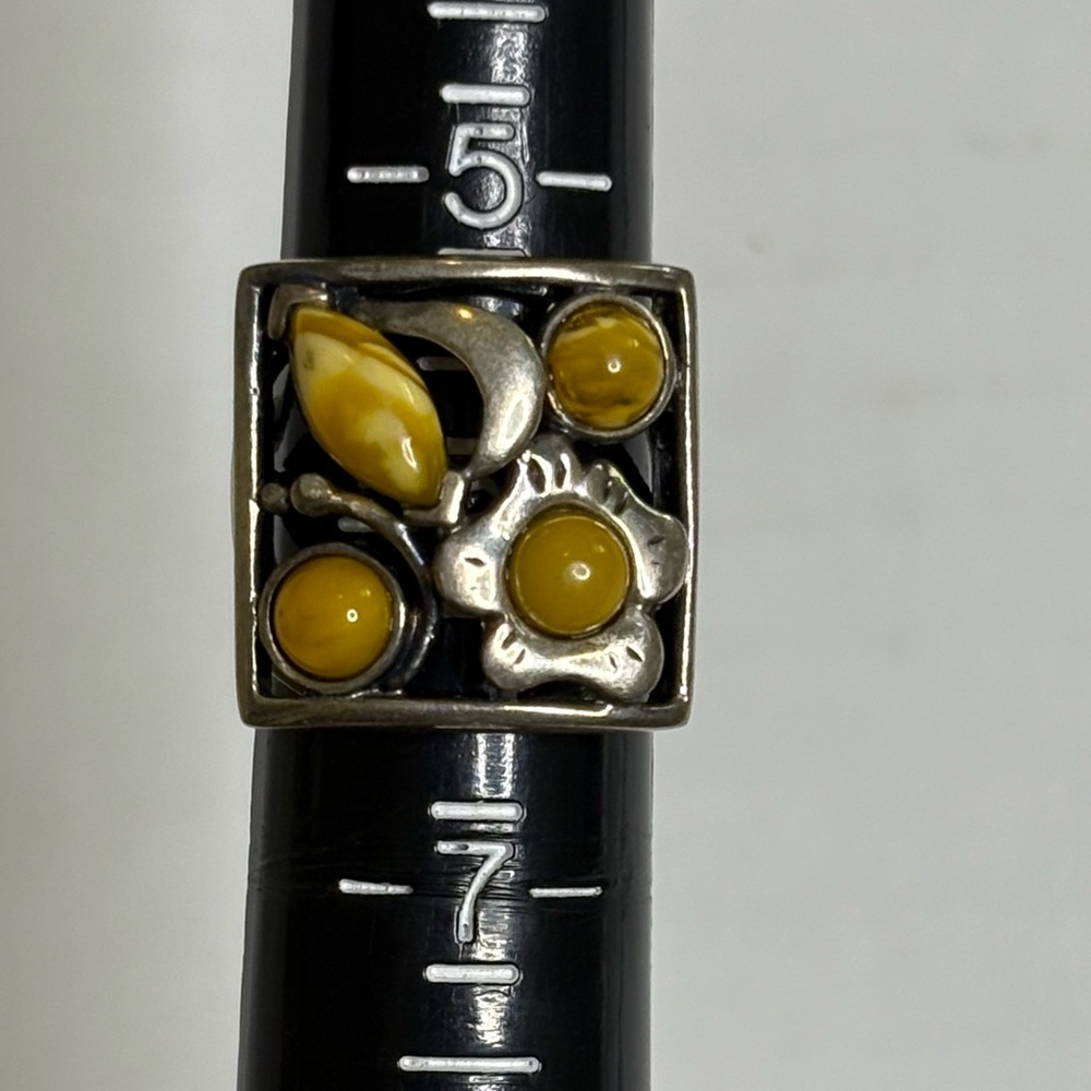 Sterling Silver Square Statement Ring Size 6 - image 3